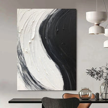 Load image into Gallery viewer, “Black &amp; White Swirl” – Thick, curved black and white impasto strokes DTP376
