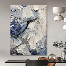 Load image into Gallery viewer, “Textured Blue and Grey Abstract Waves” - Blue, Grey, White Abstract Art on Canvas DKH1257
