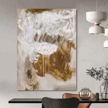 Load image into Gallery viewer, Abstract White and Brown Drizzle Art, Perfect for Bohemian Bedroom &amp; Artsy Studio LargeART1085

