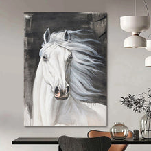 Load image into Gallery viewer, “White Horse Portrait” - Realistic Animal Art on Canvas DKH1529
