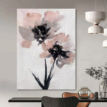 Load image into Gallery viewer, Pink &amp; Gray Floral Abstract Painting, Perfect for Feminine Bedroom &amp; Chic Boutique LargeART1428
