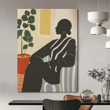 Load image into Gallery viewer, Black - White - Color Abstract Figure Art, Suited for Eclectic Bedroom &amp; Nature - Inspired Office LargeART2041
