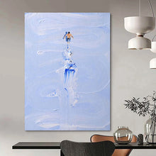 Load image into Gallery viewer, “Figure on Blue Impasto Path” – Small figure on a textured, blue and white impasto “path”. DTP327
