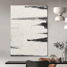 Load image into Gallery viewer, “Minimalist Shadows” – Thin black and gray strokes on textured white, suggesting distant landscapes DTP384
