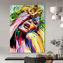 Load image into Gallery viewer, “Colorful Abstract Woman” - Pop - Art Inspired Portrait on Canvas DKH1638
