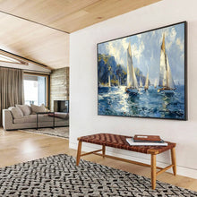 Load image into Gallery viewer, Breezy Sailing Scene Abstract Painting on Canvas - “Coastal Adventure” DKH669
