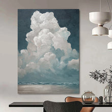 Load image into Gallery viewer, “Fluffy Clouds Over Ocean” - Serene Seaside Sky Art on Canvas DKH1459

