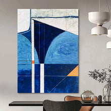 Load image into Gallery viewer, Blue - Toned Geometric Abstract - Perfect for Coastal Home Office &amp; Modern Lounge LargeART2372
