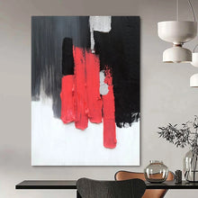 Load image into Gallery viewer, “Bold Red &amp; Black Blocks” – Thick red, black, gray, white blocks, striking contrast DTP394
