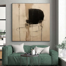 Load image into Gallery viewer, Large - Format Minimalist Black - Beige Abstract Art for Contemporary Gallery &amp; Calm Study LargeART0526

