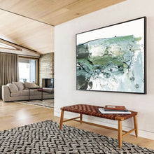 Load image into Gallery viewer, Green and Gray Abstract Fusion Abstract acrylic painting DLZ139
