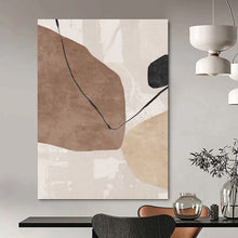 Load image into Gallery viewer, “Neutral Shapes &amp; Black Lines” - Minimalist Abstract Art on Canvas DKH1519
