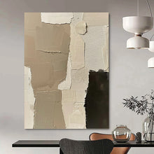 Load image into Gallery viewer, “Neutral Collage Textures” - Beige, Black Abstract Art on Canvas DKH1161
