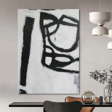 Load image into Gallery viewer, Black &amp; White Abstract Forms Painting, Perfect for Modern Gallery &amp; Monochrome Study LargeART1415
