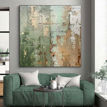 Load image into Gallery viewer, Green - Beige Abstract Texture Art for Rustic Café &amp; Art Studio LargeART0854
