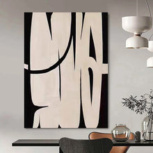 Load image into Gallery viewer, Black &amp; White Bold Forms Abstract Canvas Painting, Ideal for Industrial - Chic Loft &amp; Modern Entryway LargeART1119
