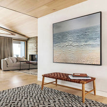 Load image into Gallery viewer, Textured Sea “Calm Shore” Painting on Canvas, Minimalist Ocean Art DKH865

