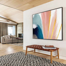 Load image into Gallery viewer, Pastel - Hued Abstract Painting with Gold Accents for Bohemian Bedroom &amp; Chic Café DKH216
