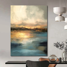 Load image into Gallery viewer, Golden - Hued Sunset Abstract Painting, Perfect for Relaxing Living Room &amp; Romantic Bedroom LargeART1940

