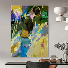 Load image into Gallery viewer, Colorful Figure in Garden Abstract Canvas Painting, Great for Bohemian Lounge &amp; Artistic Entryway LargeART1231
