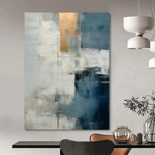 Load image into Gallery viewer, Blue - Gray with Gold Accents Abstract Canvas Painting, Perfect for Modern Living Room &amp; Chic Office LargeART1205

