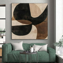 Load image into Gallery viewer, Black - Beige Curved Abstraction Art for Bohemian Café &amp; Art Gallery LargeART0869
