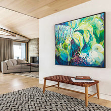 Load image into Gallery viewer, Vibrant Green &amp; Blue Abstract Floral Art for Nature - Lovers&#39; Lounge &amp; Eco - Friendly Store DKH055

