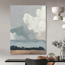 Load image into Gallery viewer, “Cloudy Sky Minimalist Landscape” - Subtle Toned Nature Art on Canvas DKH1430
