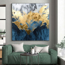 Load image into Gallery viewer, Oversized Gold - Leaf Mountain Abstract Acrylic for Luxury Home Office LargeART0285
