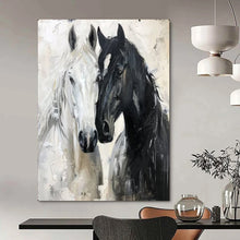 Load image into Gallery viewer, Black &amp; White Equine Abstract Painting, Ideal for Equestrian - Themed Study &amp; Classic Living Room LargeART2122
