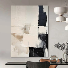 Load image into Gallery viewer, Hand - painted Substantial Beige - Black Geometric Abstract Acrylic Art for Modern Offices LargeART0130
