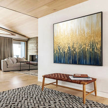 Load image into Gallery viewer, Golden Forest Canopy on Deep Blue Abstract acrylic painting DLZ052

