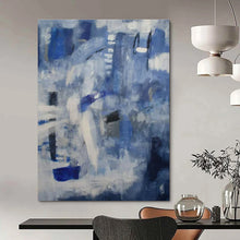 Load image into Gallery viewer, Blue &amp; Gray Abstract Painting, Suited for Coastal - Themed Living Room &amp; Calm Office Space LargeART1419
