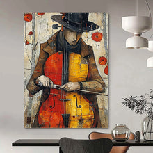 Load image into Gallery viewer, “Cellist in Colorful Collage” - Figurative Abstract Art on Canvas DKH1532
