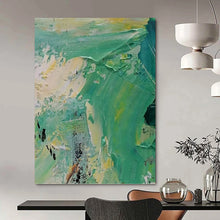 Load image into Gallery viewer, “Abstract Green and Yellow Landscape” - Green, Yellow, Blue Abstract Art on Canvas DKH1270
