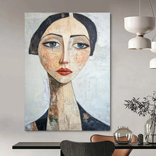 Load image into Gallery viewer, Mixed - Media Abstract Portrait, Earth - Toned Textured Art for Bohemian Living Room &amp; Eclectic Gallery Wall LargeART2218
