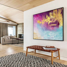 Load image into Gallery viewer, Purple, Gold &amp; Blue Abstract Painting - Perfect for Bohemian Bedroom &amp; Artistic Lounge DKH015
