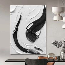 Load image into Gallery viewer, “Dynamic Black Strokes” – Jagged black impasto on white, varied textures DTP377
