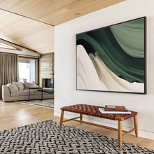 Load image into Gallery viewer, Flowing Abstract Painting on Canvas - “Green and White Waves” DKH753
