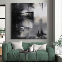 Load image into Gallery viewer, Hand - painted Substantial Black - White Abstract Silhouette Acrylic Art for Modern Studies LargeART0076
