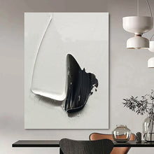 Load image into Gallery viewer, “Black and White Impasto Forms” - Minimalist Shaped Art on Canvas DKH1671
