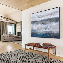 Load image into Gallery viewer, Blue - Gray Textured Abstract Painting on Canvas - “Coastal Rhythm” DKH609

