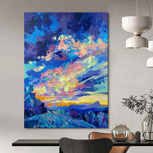 Load image into Gallery viewer, Blue &amp; Orange Abstract Landscape Art, Perfect for Adventurous Living Room &amp; Inspirational Office LargeART2112
