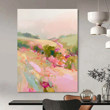 Load image into Gallery viewer, Pastel Floral Landscape Abstract, Ideal for Romantic Bedroom &amp; Charming Garden Room LargeART2012
