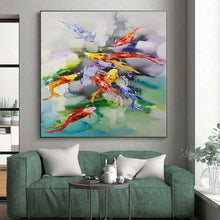 Load image into Gallery viewer, Large - Scale Colorful Koi Fish Abstract Acrylic Art for Dining Room &amp; Asian - Inspired Home LargeART0432

