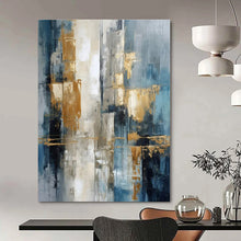 Load image into Gallery viewer, Blue &amp; Gold Urban Abstract Canvas Painting, Great for Modern Office &amp; City - Themed Loft LargeART1257
