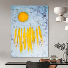 Load image into Gallery viewer, Minimalist Yellow Sun Abstract - Ideal for Serene Bedroom &amp; Yoga Studio LargeART2377
