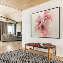 Load image into Gallery viewer, Hand - painted Large - Scale Soft Pink Floral Bouquet Acrylic Art for Romantic Bedroom Decor LargeART1754
