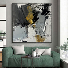 Load image into Gallery viewer, Large Gray - Black - Gold Fusion Art - Perfect for Modern Living Room &amp; Luxury Hotel Lobby LargeART0792
