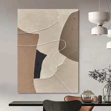 Load image into Gallery viewer, “Neutral Tones &amp; Lines” - Beige, Brown, Black, White Abstract Art on Canvas DKH1112
